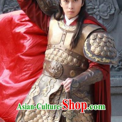 Chinese Ancient Ming Dynasty Prince Zhu Gaoxu of Yongle Emperor Replica Costume Helmet and Armour for Men