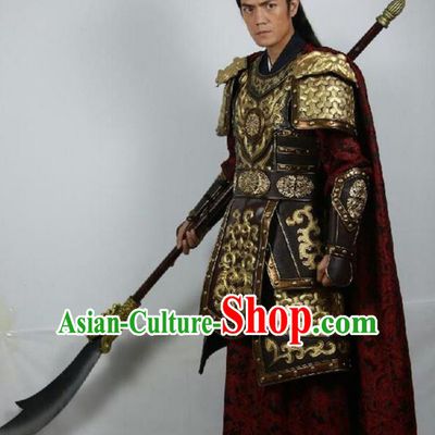 Chinese Ancient Chen Han Regime Marshal Generalissimo Chen Youliang Replica Costume Helmet and Armour for Men