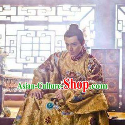 Chinese Ancient Ming Dynasty Ying Emperor Zhu Qizhen Imperial Robe Replica Costume for Men