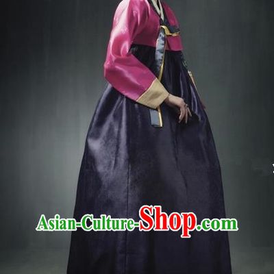 Top Grade Korean Traditional Hanbok Rosy Blouse and Purple Dress Fashion Apparel Costumes for Women
