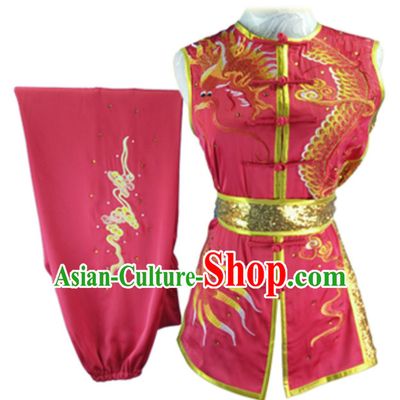 Lucky Red Custom Made Top Nanquan Southern Fist Sleeveless Best and the Most Professional Kung Fu Competition Clothes Contest Suits for Adults Children