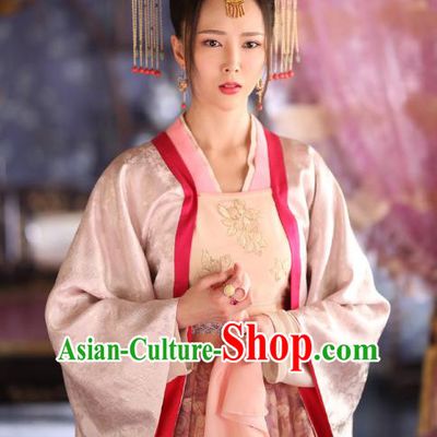 Chinese Ancient Ming Dynasty Princess Embroidered Dress Costume and Headpiece Complete Set for Women