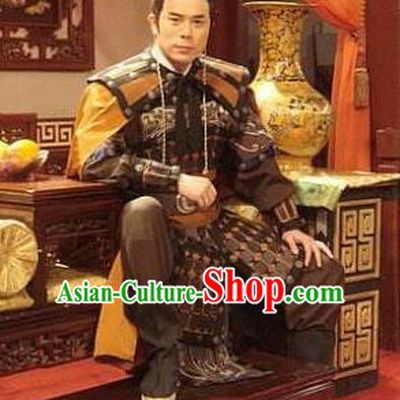 Traditional Chinese Ming Dynasty Ancient General Costume Helmet and Armour for Men