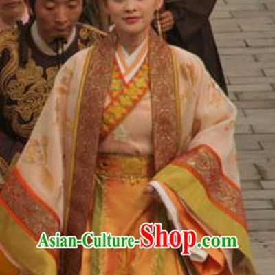 Chinese Ancient Ming Dynasty Empress Dowager Li Mother of Wanli Embroidered Dress Costume for Women
