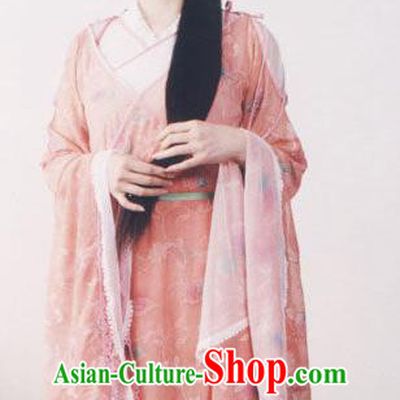 Chinese Ancient Ming Dynasty Courtesan Du Shiniang Embroidered Dress Costume for Women