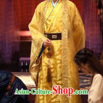 Traditional Chinese Ming Dynasty Ancient Emperor Ying Zhu Qizhen Costume Dragon Robe for Men