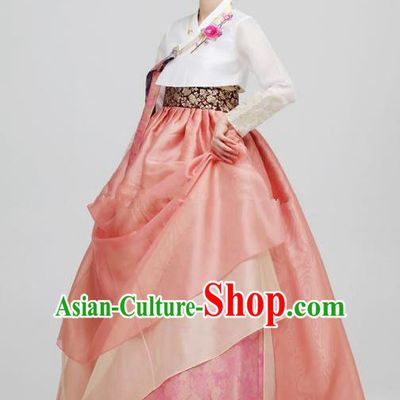 Top Grade Korean Hanbok Traditional Bride Blouse and Pink Dress Fashion Apparel Costumes for Women