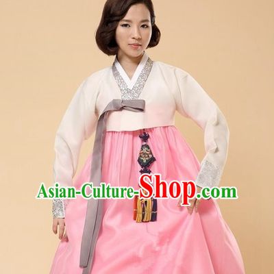 Top Grade Korean Hanbok Traditional White Blouse and Pink Dress Fashion Apparel Costumes for Women
