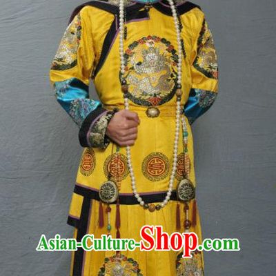 Chinese Ancient Qing Dynasty Manchu Four Prince Yinzhen Replica Costume Emperor Yongzheng Imperial Robe for Men