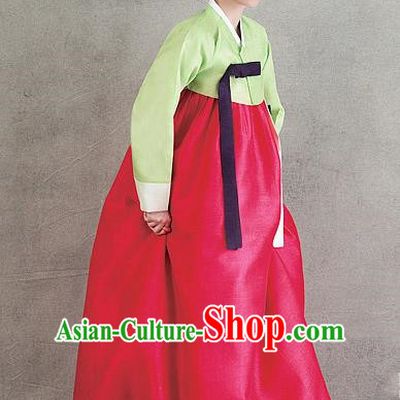 Top Grade Korean Hanbok Traditional Green Blouse and Rosy Dress Fashion Apparel Costumes for Women