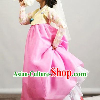 Top Grade Korean Palace Hanbok Traditional Yellow Blouse and Pink Dress Fashion Apparel Costumes for Women