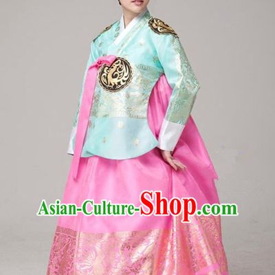 Top Grade Korean Palace Hanbok Traditional Green Blouse and Pink Dress Fashion Apparel Costumes for Women