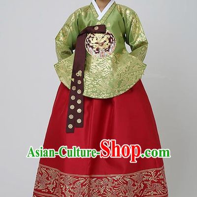 Top Grade Korean Traditional Palace Hanbok Ancient Empress Green Blouse and Red Dress Fashion Apparel Costumes for Women