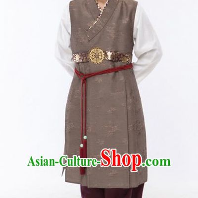 Asian Korean Traditional Costume Ancient Bridegroom Grey Hanbok for Men