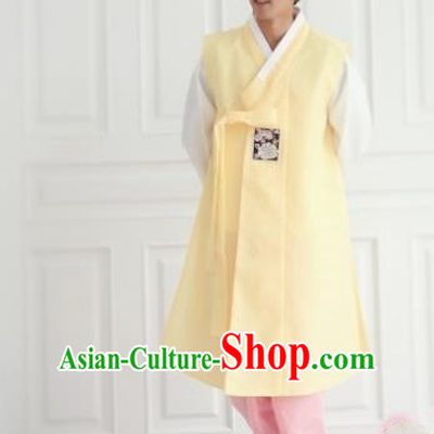 Asian Korean Traditional Costume Ancient Bridegroom Yellow Hanbok for Men