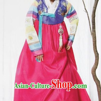 Top Grade Korean Traditional Palace Hanbok Ancient Lilac Blouse and Pink Dress Fashion Apparel Costumes for Women