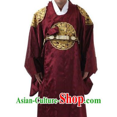 Asian Korean Traditional Costume Ancient Palace King Bridegroom Red Hanbok for Men