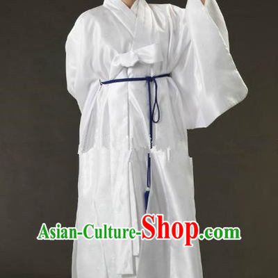 Asian Korean Traditional Costume Ancient Nobility Childe Bridegroom White Hanbok for Men