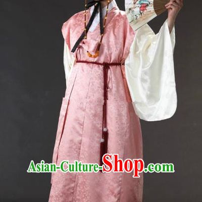Asian Korean Traditional Costume Ancient Nobility Childe Bridegroom Pink Hanbok for Men