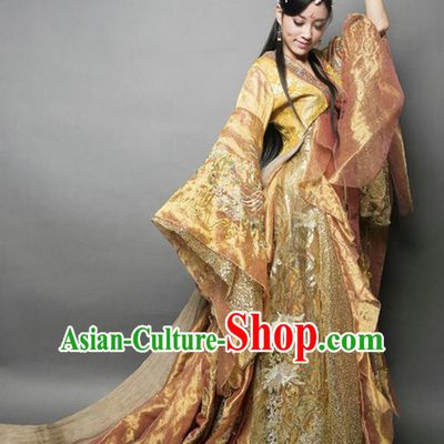 Chinese Ancient Tang Dynasty Imperial Concubine Embroidered Mullet Dress Historical Costume for Women
