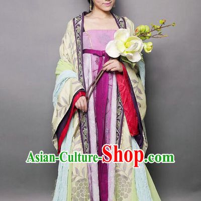 Chinese Ancient Palace Lady Tang Dynasty Princess Embroidered Mullet Dress Historical Costume for Women