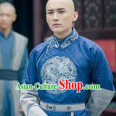 Traditional Chinese Ancient Qing Dynasty Nobility Childe Wu Yingqi Costume for Men