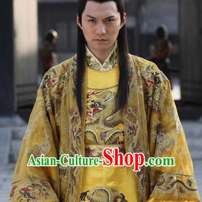 Traditional Chinese Ancient Ming Dynasty Ying Emperor Zhu Qizhen Imperial Robe Costume for Men