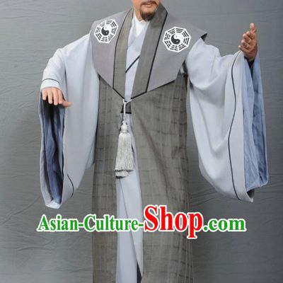 Ancient Chinese Ming Dynasty Swordsman Taoist Costume Priest Frock for Men