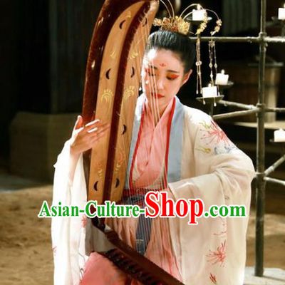 Ancient Chinese Jin Dynasty Palace Princess Embroidered Dress Historical Costume for Women