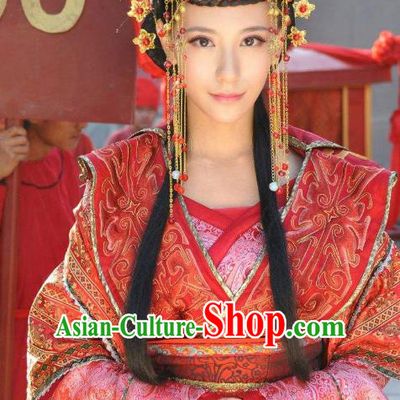 Ancient Chinese Ming Dynasty Imperial Empress of Zhu Youxiao Embroidered Wedding Historical Costume for Women