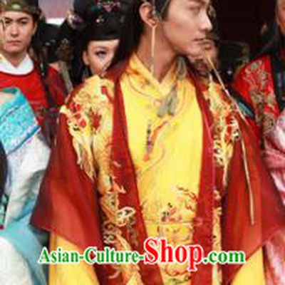 Ancient Chinese Ming Dynasty Majesty Emperor Zhu Youxiao Embroidered Costume for Men