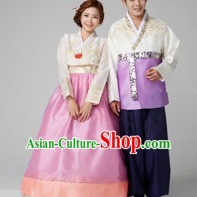 Traditional Korean Costumes Ancient Korean Wedding Hanbok Bride and Bridegroom Costumes Complete Set