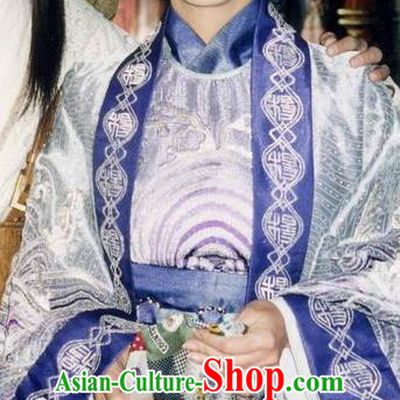 Chinese Ancient Song Dynasty Female General She Saihua Blue Dress Replica Costume for Women