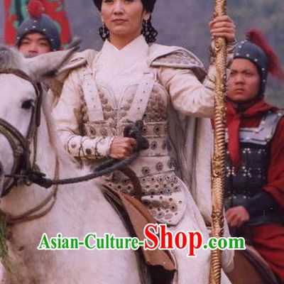 Chinese Ancient Song Dynasty Female General She Saihua Replica Costume Helmet and Armour for Women
