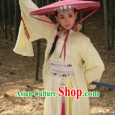 Ancient Chinese Ming Dynasty Female Knight-errant Yellow Dress Swordswoman Replica Costume for Women