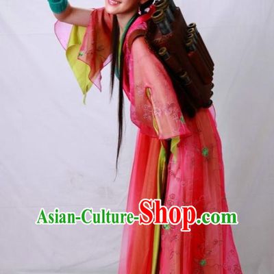 Ancient Chinese Song Dynasty Swordswoman Red Dress Chivalrous Woman Embroidered Replica Costume