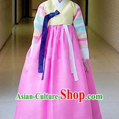 Korean Traditional Bride Hanbok Formal Occasions Yellow Blouse and Pink Dress Ancient Fashion Apparel Costumes for Women