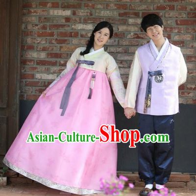 Traditional Korean Palace Costumes Ancient Korean Bride and Bridegroom Hanbok Complete Set