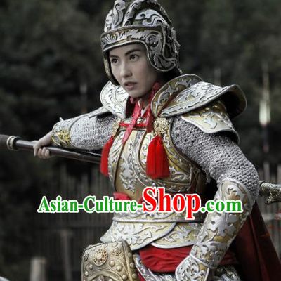 Ancient Chinese Song Dynasty Yang Family Female General Mu Guiying Replica Costume Helmet and Armour for Women