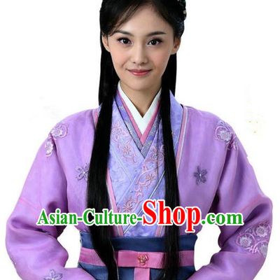 Ancient Chinese Song Dynasty Palace Princess Embroidered Purple Dress Replica Costume for Women
