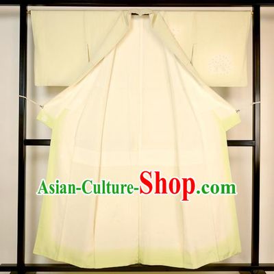 Japan Ancient Palace Furisode Kimonos Traditional Yellow Yukata Dress Formal Costume for Women
