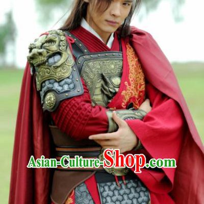 Ancient Chinese Song Dynasty General Swordsman Son of Yueh Fei Replica Costume Helmet and Armour for Men