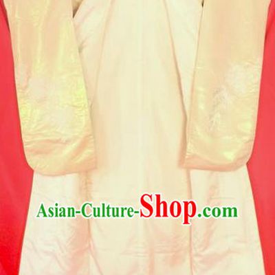 Japan Ancient Shiromuku Golden Furisode Kimonos Traditional Palace Yukata Dress Formal Costume for Women