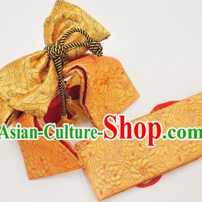 Japan Ancient Palace Kimonos Bowknot Brocade Belts Traditional Yukata Dress Waistband for Kids