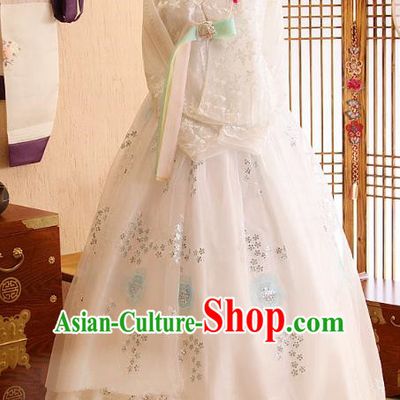 Korean Traditional Bride Tang Garment Hanbok Formal Occasions White Blouse and Dress Ancient Costumes for Women