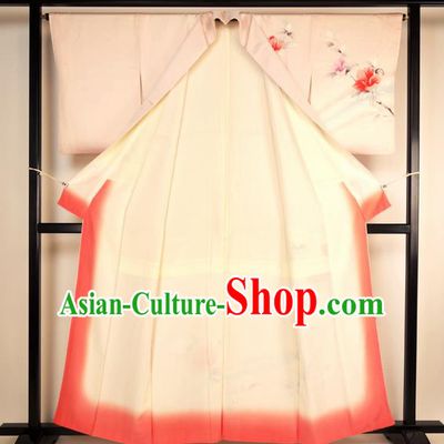 Japan Ancient Furisode Kimonos Traditional Palace Pink Yukata Dress Formal Costume for Women