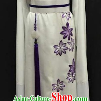 China Traditional Beijing Opera Niche Purple Flowers Robe Chinese Peking Opera Gifted Scholar Costume