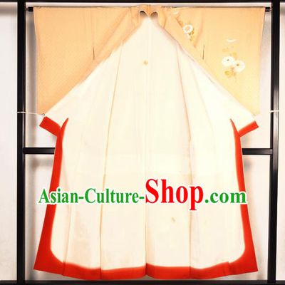 Japan Ancient Printing Daisy Furisode Kimonos Traditional Palace Yukata Dress Formal Costume for Women