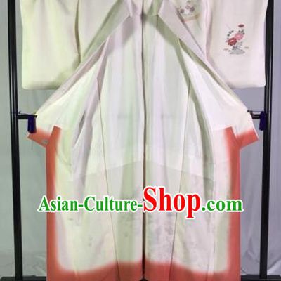 Japan Ancient White Furisode Kimonos Traditional Palace Yukata Dress Formal Costume for Women