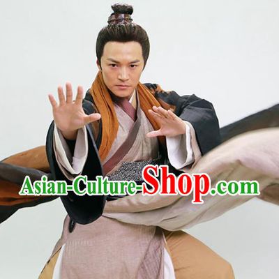 Chinese Song Dynasty Swordsman Guo Jing Clothing Ancient Knight-errant Hanfu Replica Costume for Men
